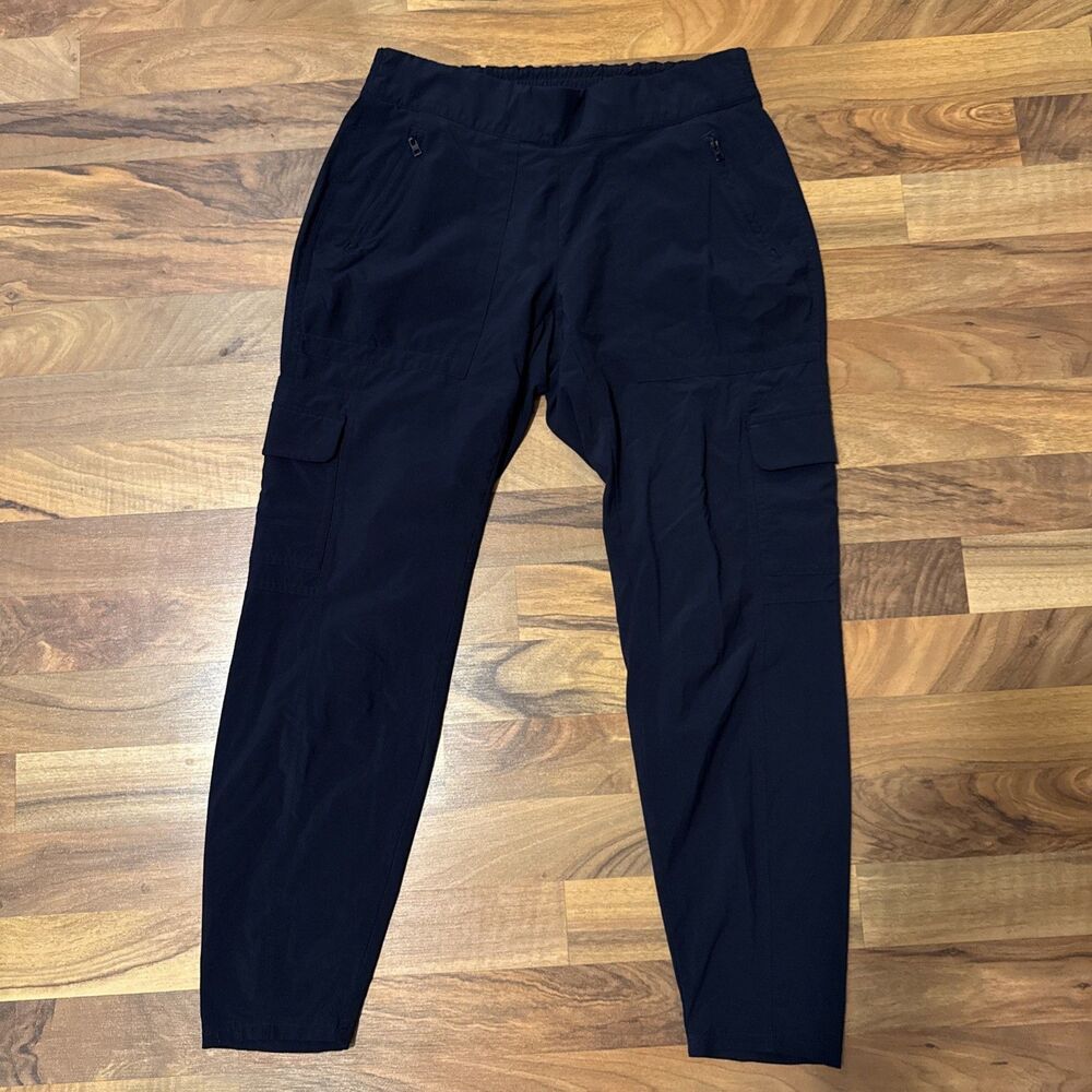 Black Athena Running Activewear Cargo Joggers Stretchy Waistband Size 6